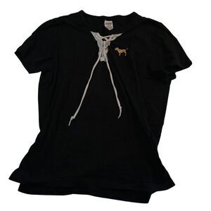 Victoria's Secret PINK Campus Top - Black, White & Gold - L